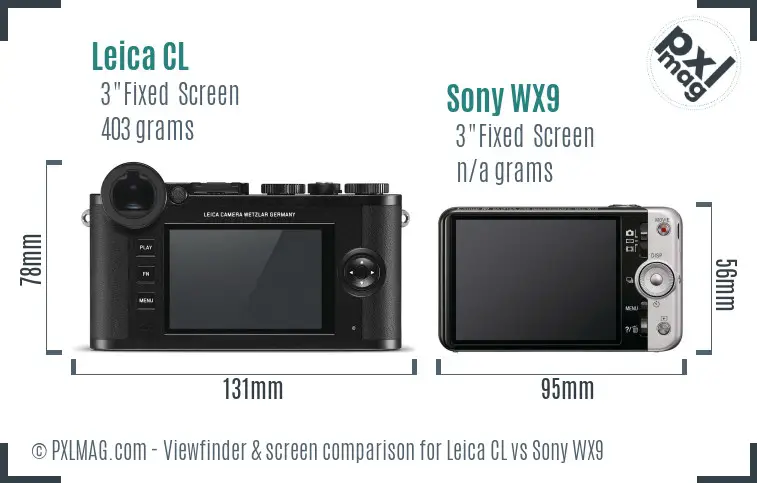 Leica CL vs Sony WX9 Screen and Viewfinder comparison