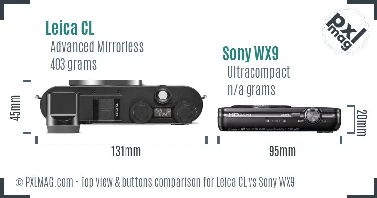 Leica CL vs Sony WX9 top view buttons comparison