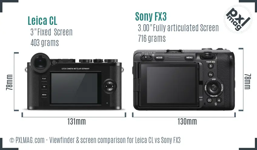 Leica CL vs Sony FX3 Screen and Viewfinder comparison