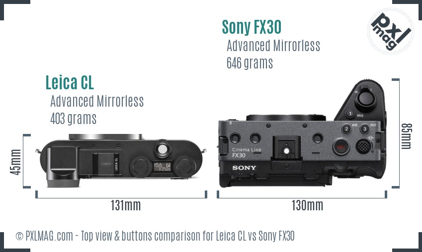 Leica CL vs Sony FX30 top view buttons comparison