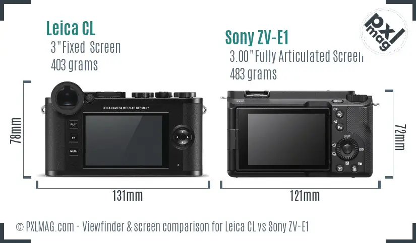 Leica CL vs Sony ZV-E1 Screen and Viewfinder comparison