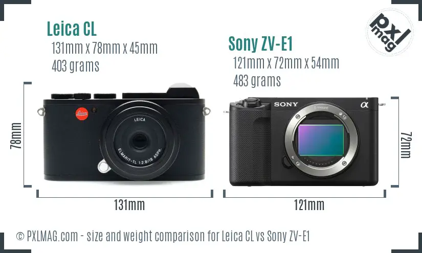 Leica CL vs Sony ZV-E1 size comparison