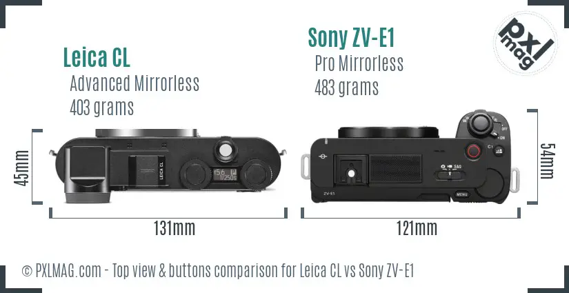 Leica CL vs Sony ZV-E1 top view buttons comparison