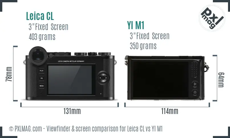 Leica CL vs YI M1 Screen and Viewfinder comparison