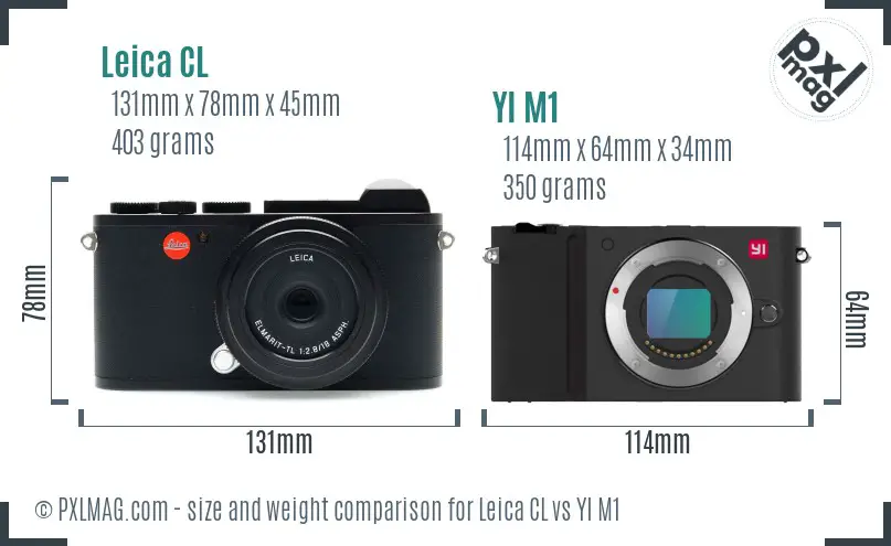Leica CL vs YI M1 size comparison