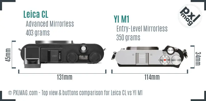 Leica CL vs YI M1 top view buttons comparison