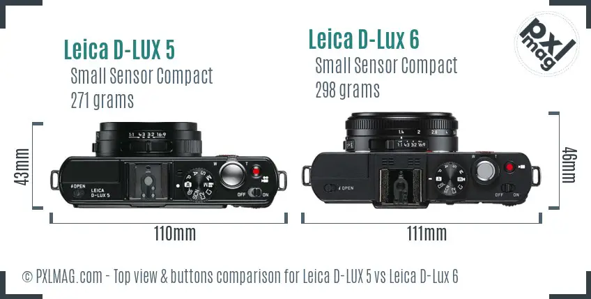 Leica D-LUX 5 vs Leica D-Lux 6 top view buttons comparison