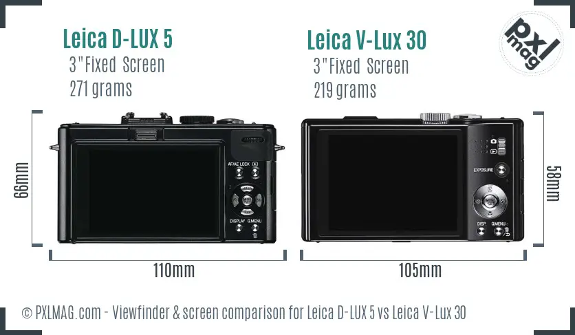 Leica D-LUX 5 vs Leica V-Lux 30 Screen and Viewfinder comparison