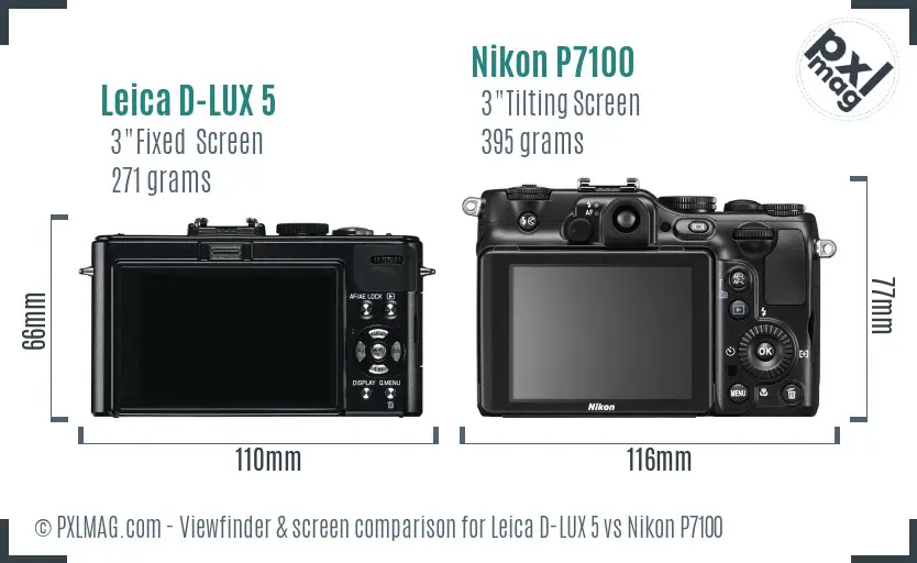 Leica D-LUX 5 vs Nikon P7100 Screen and Viewfinder comparison
