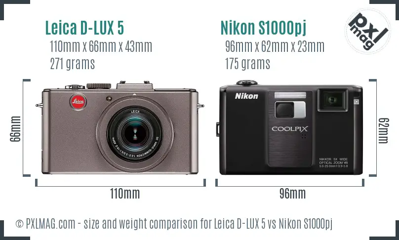 Leica D-LUX 5 vs Nikon S1000pj size comparison