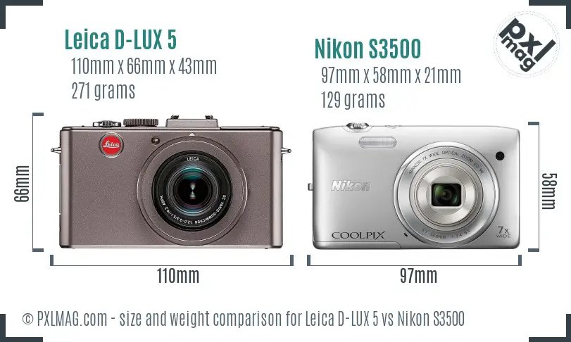 Leica D-LUX 5 vs Nikon S3500 size comparison