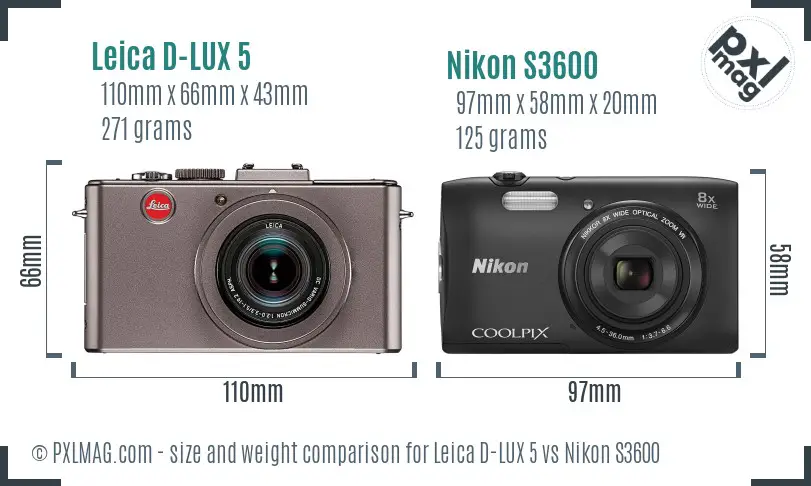 Leica D-LUX 5 vs Nikon S3600 size comparison Leica D-LUX 5 vs Nikon S3600 size comparison