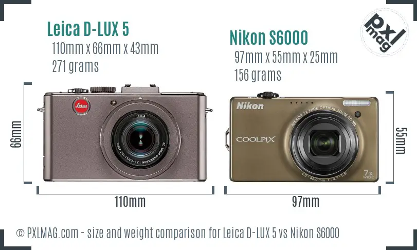 Leica D-LUX 5 vs Nikon S6000 size comparison Leica D-LUX 5 vs Nikon S6000 size comparison