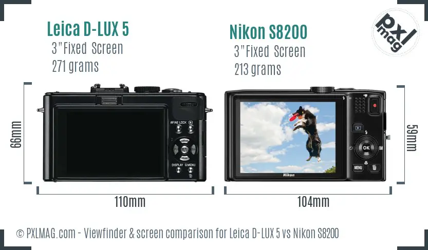 Leica D-LUX 5 vs Nikon S8200 Screen and Viewfinder comparison Leica D-LUX 5 vs Nikon S8200 Screen and Viewfinder comparison