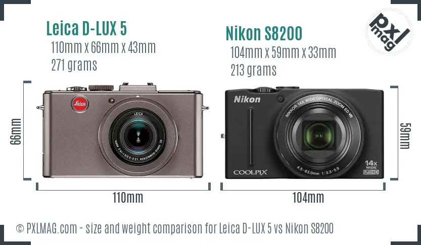 Leica D-LUX 5 vs Nikon S8200 size comparison Leica D-LUX 5 vs Nikon S8200 size comparison