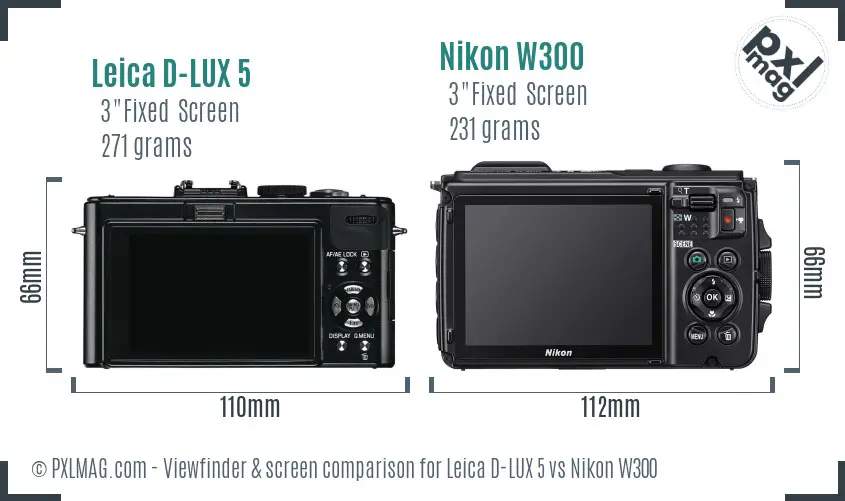 Leica D-LUX 5 vs Nikon W300 Screen and Viewfinder comparison Leica D-LUX 5 vs Nikon W300 Screen and Viewfinder comparison