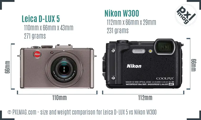Leica D-LUX 5 vs Nikon W300 size comparison Leica D-LUX 5 vs Nikon W300 size comparison