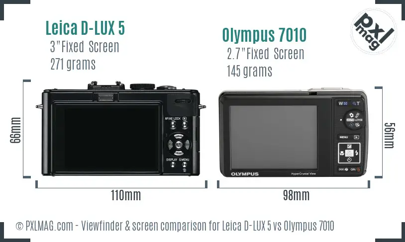 Leica D-LUX 5 vs Olympus 7010 Screen and Viewfinder comparison
