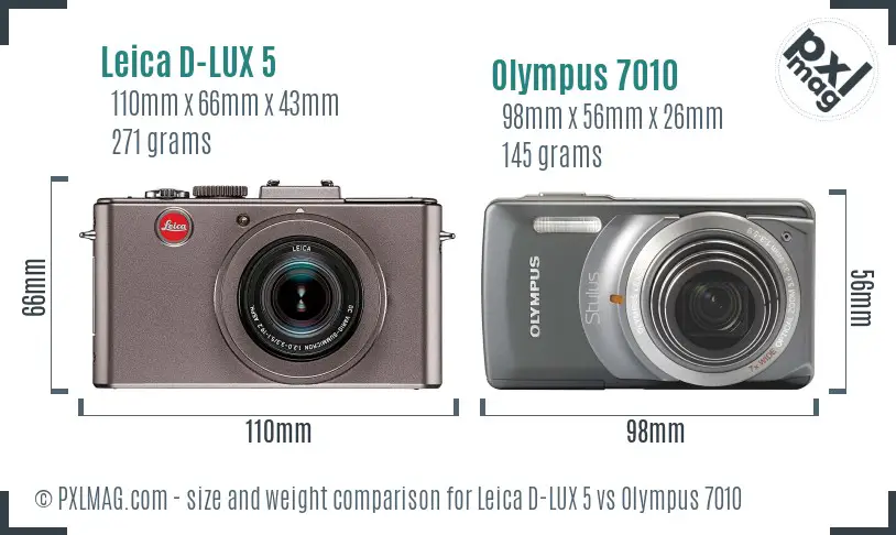 Leica D-LUX 5 vs Olympus 7010 size comparison
