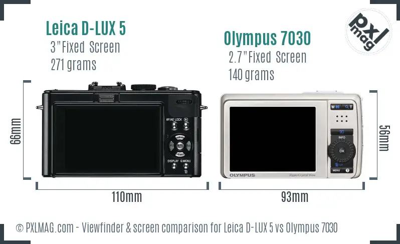 Leica D-LUX 5 vs Olympus 7030 Screen and Viewfinder comparison