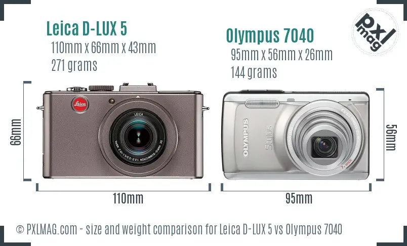 Leica D-LUX 5 vs Olympus 7040 size comparison Leica D-LUX 5 vs Olympus 7040 size comparison