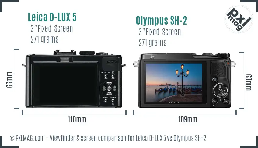 Leica D-LUX 5 vs Olympus SH-2 Screen and Viewfinder comparison