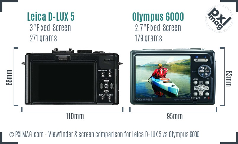 Leica D-LUX 5 vs Olympus 6000 Screen and Viewfinder comparison