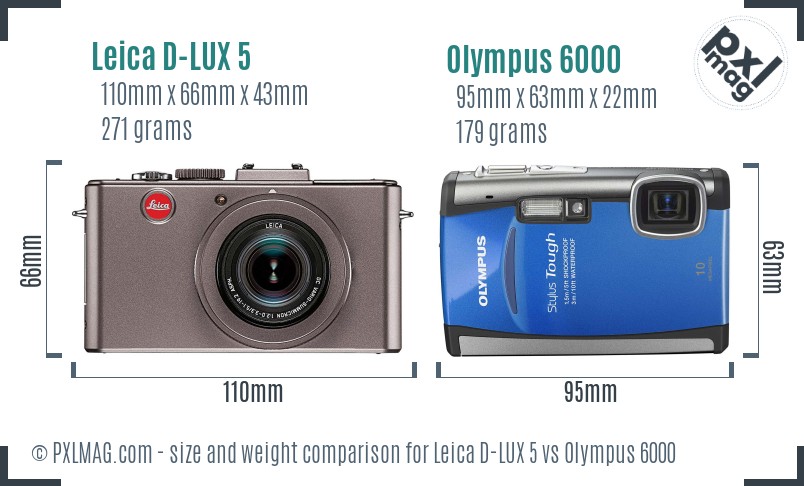 Leica D-LUX 5 vs Olympus 6000 size comparison Leica D-LUX 5 vs Olympus 6000 size comparison