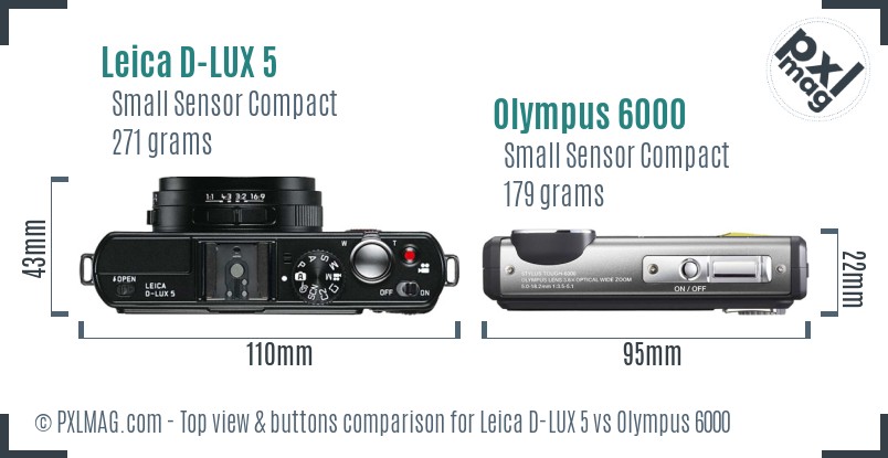 Leica D-LUX 5 vs Olympus 6000 top view buttons comparison