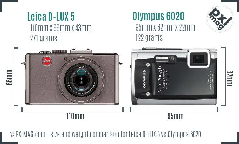 Leica D-LUX 5 vs Olympus 6020 size comparison