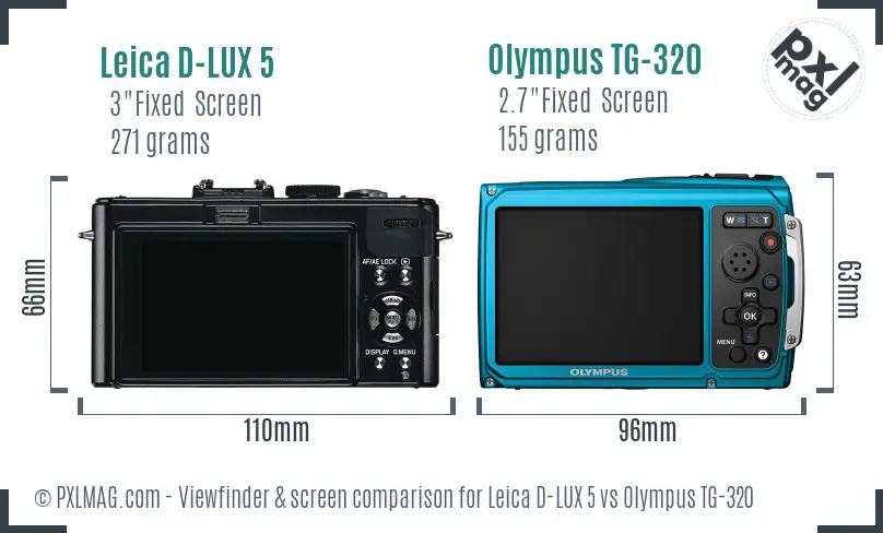 Leica D-LUX 5 vs Olympus TG-320 Screen and Viewfinder comparison