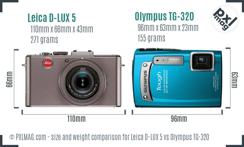 Leica D-LUX 5 vs Olympus TG-320 size comparison