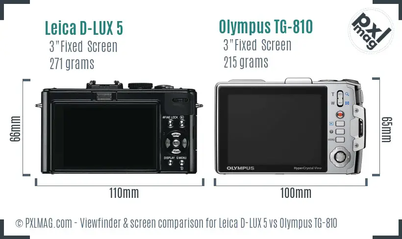 Leica D-LUX 5 vs Olympus TG-810 Screen and Viewfinder comparison