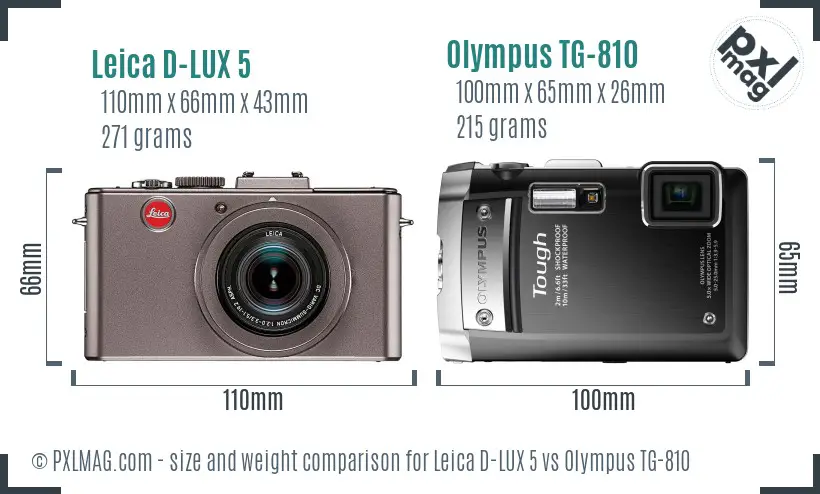 Leica D-LUX 5 vs Olympus TG-810 size comparison