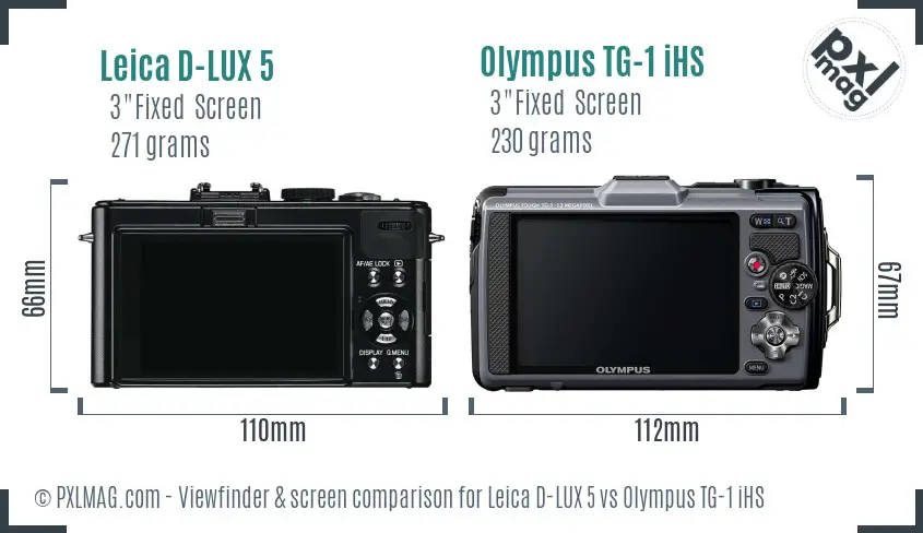 Leica D-LUX 5 vs Olympus TG-1 iHS Screen and Viewfinder comparison