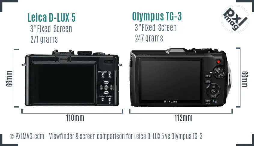 Leica D-LUX 5 vs Olympus TG-3 Screen and Viewfinder comparison Leica D-LUX 5 vs Olympus TG-3 Screen and Viewfinder comparison
