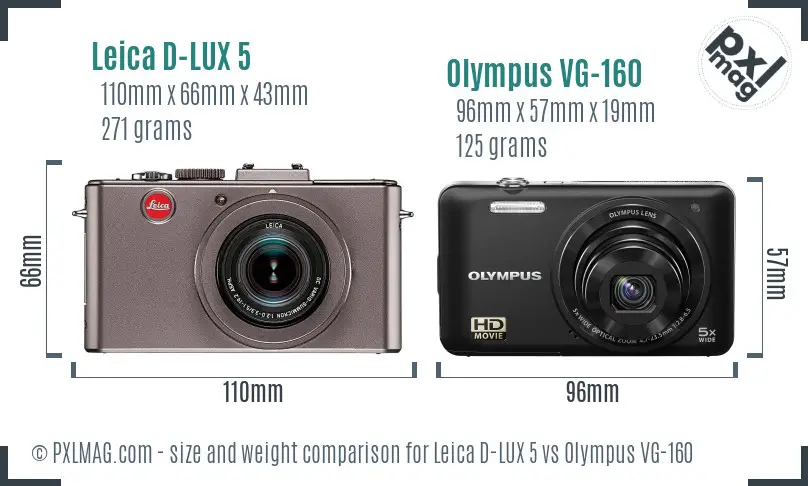 Leica D-LUX 5 vs Olympus VG-160 size comparison