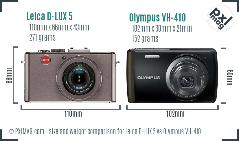 Leica D-LUX 5 vs Olympus VH-410 size comparison