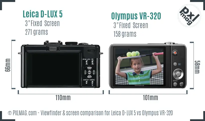 Leica D-LUX 5 vs Olympus VR-320 Screen and Viewfinder comparison