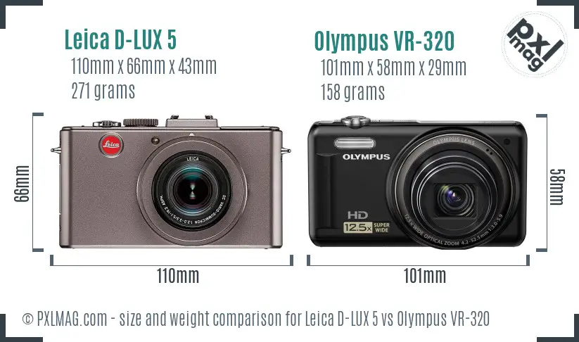 Leica D-LUX 5 vs Olympus VR-320 size comparison
