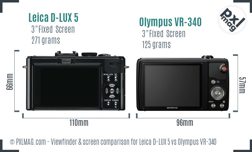Leica D-LUX 5 vs Olympus VR-340 Screen and Viewfinder comparison