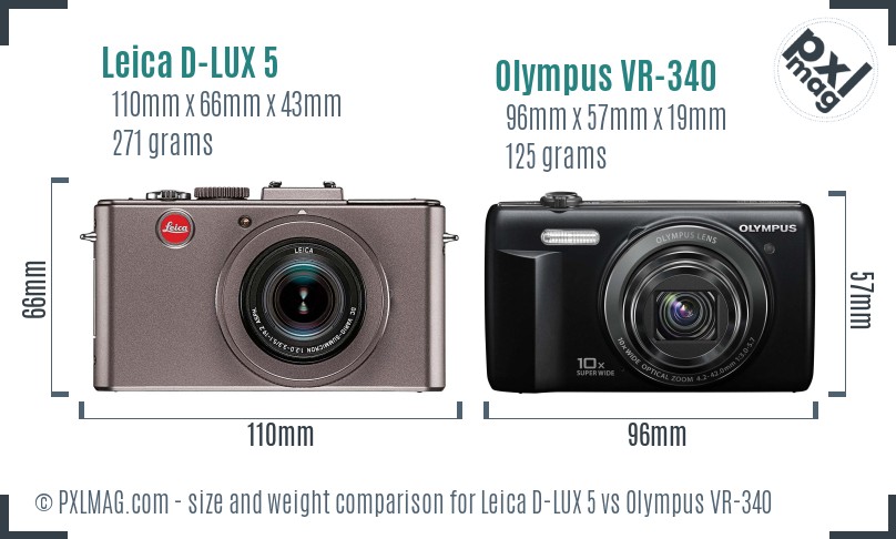 Leica D-LUX 5 vs Olympus VR-340 size comparison Leica D-LUX 5 vs Olympus VR-340 size comparison