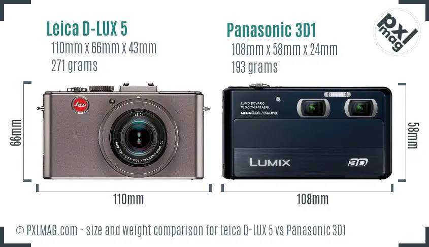 Leica D-LUX 5 vs Panasonic 3D1 size comparison Leica D-LUX 5 vs Panasonic 3D1 size comparison
