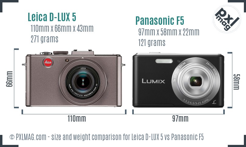 Leica D-LUX 5 vs Panasonic F5 size comparison Leica D-LUX 5 vs Panasonic F5 size comparison