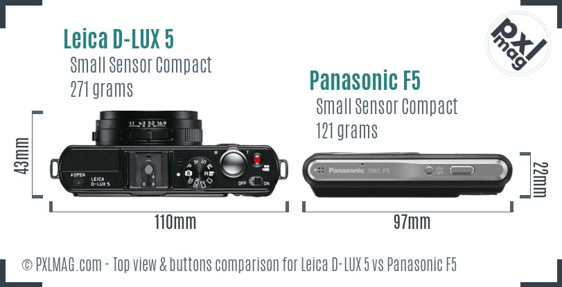 Leica D-LUX 5 vs Panasonic F5 top view buttons comparison