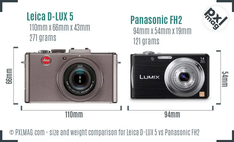 Leica D-LUX 5 vs Panasonic FH2 size comparison Leica D-LUX 5 vs Panasonic FH2 size comparison
