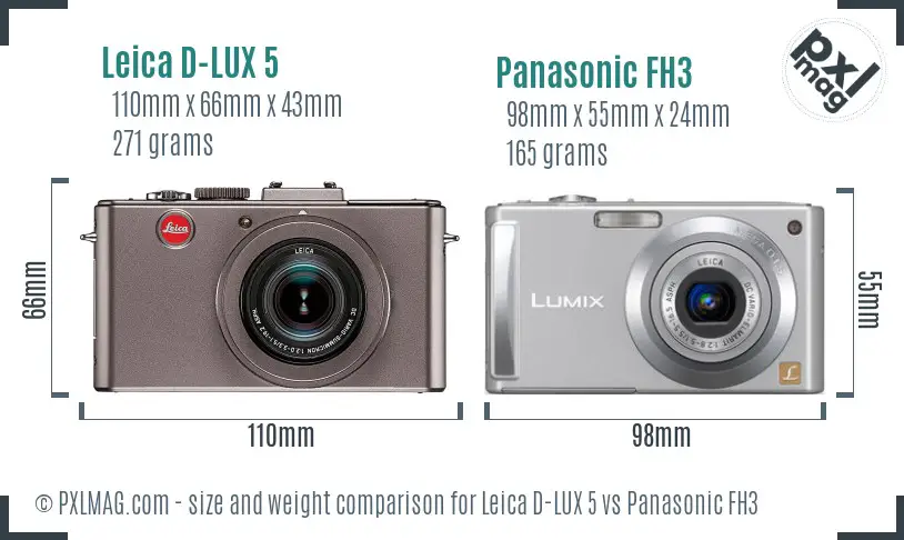 Leica D-LUX 5 vs Panasonic FH3 size comparison Leica D-LUX 5 vs Panasonic FH3 size comparison