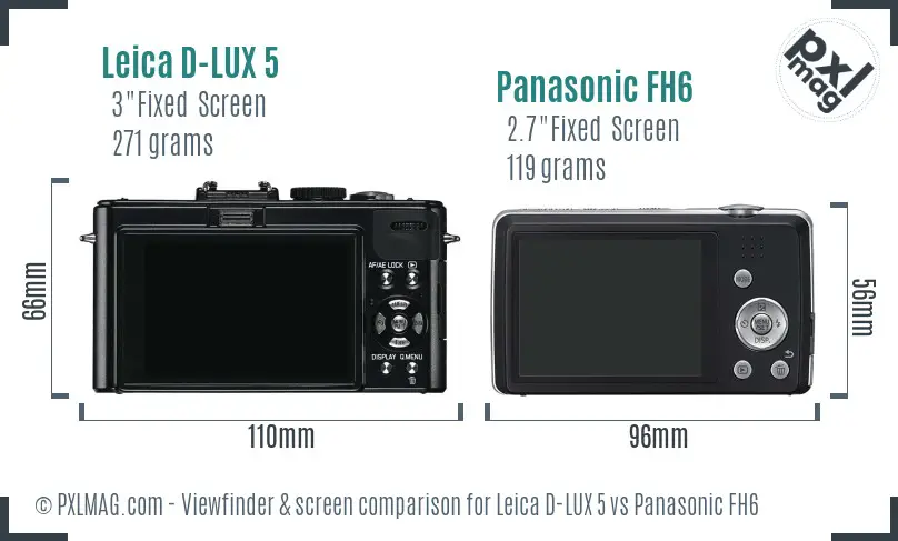 Leica D-LUX 5 vs Panasonic FH6 Screen and Viewfinder comparison Leica D-LUX 5 vs Panasonic FH6 Screen and Viewfinder comparison