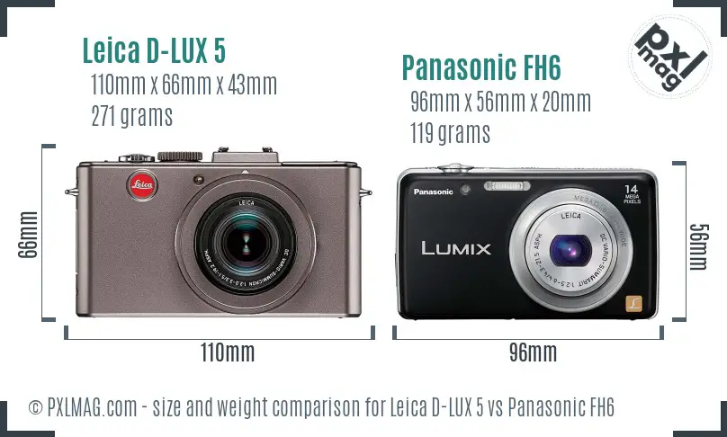 Leica D-LUX 5 vs Panasonic FH6 size comparison Leica D-LUX 5 vs Panasonic FH6 size comparison