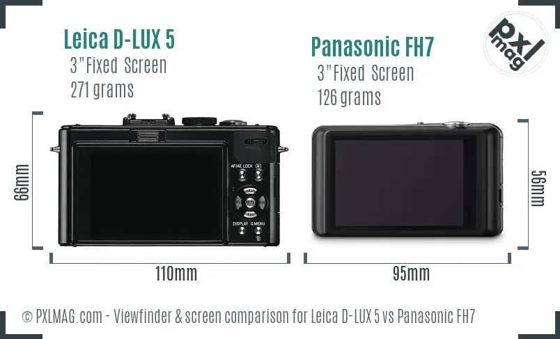 Leica D-LUX 5 vs Panasonic FH7 Screen and Viewfinder comparison